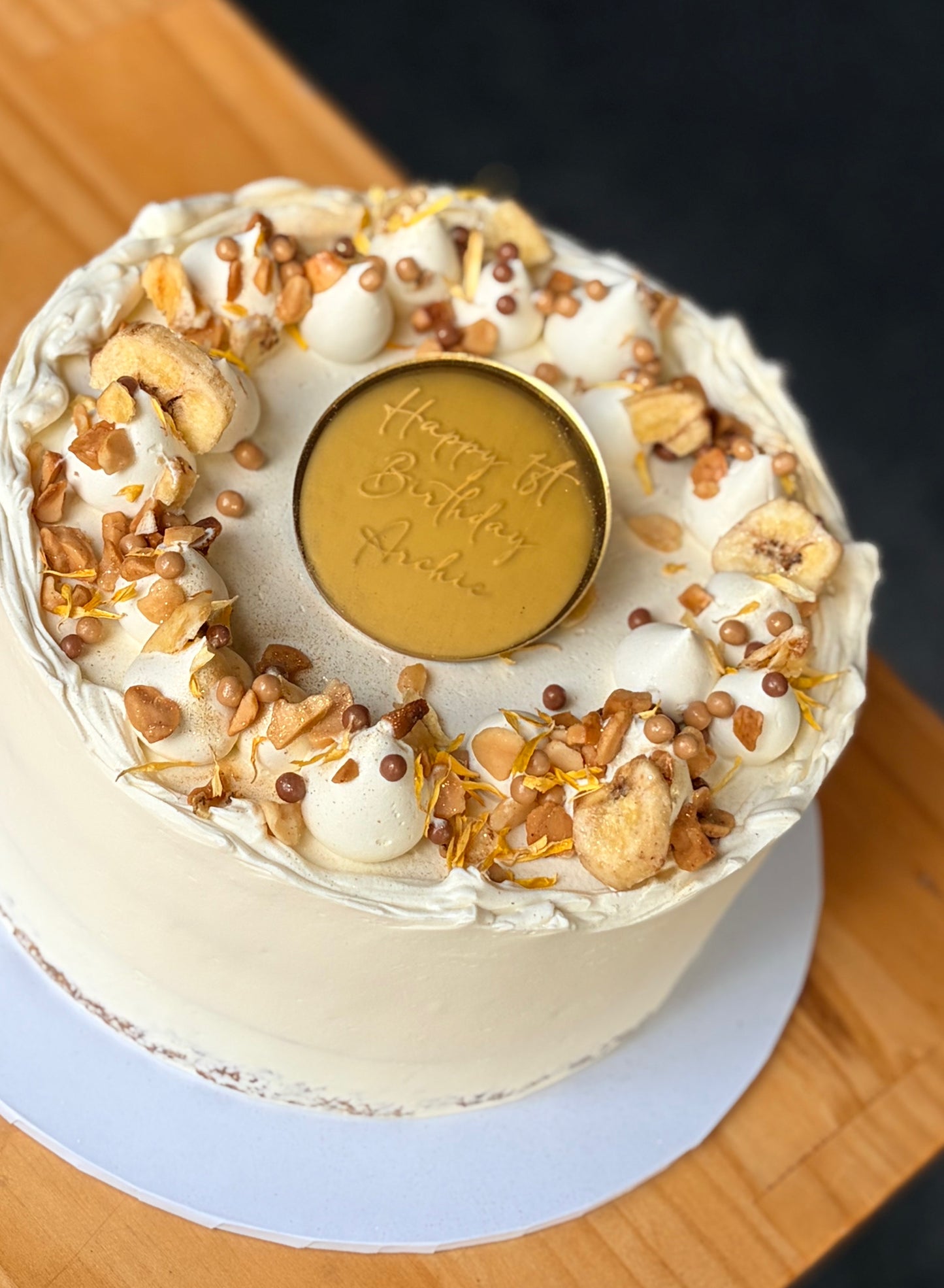 Banana, macadamia and caramel
