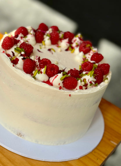 Pistachio, lemon and raspberry